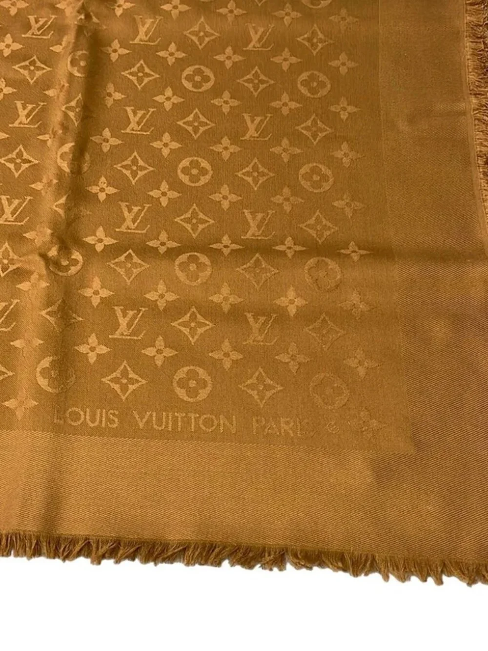 LOUIS VUITTON Brown Scarf Silk Wool